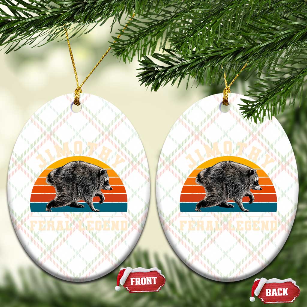 Jimothy from Seattle WA Feral Legend Raccoon Ceramic Ornament Viral Trash Panda Vintage Sunset Arch Graphic
