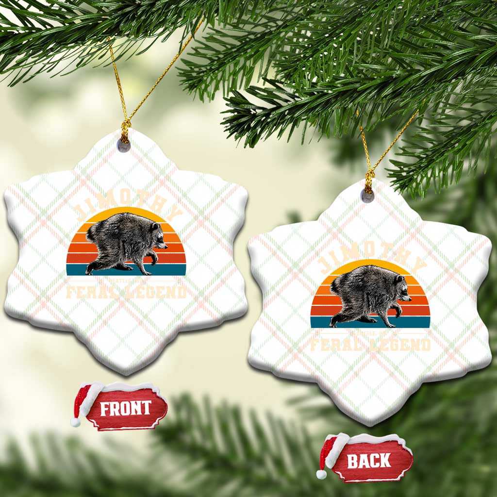 Jimothy from Seattle WA Feral Legend Raccoon Ceramic Ornament Viral Trash Panda Vintage Sunset Arch Graphic
