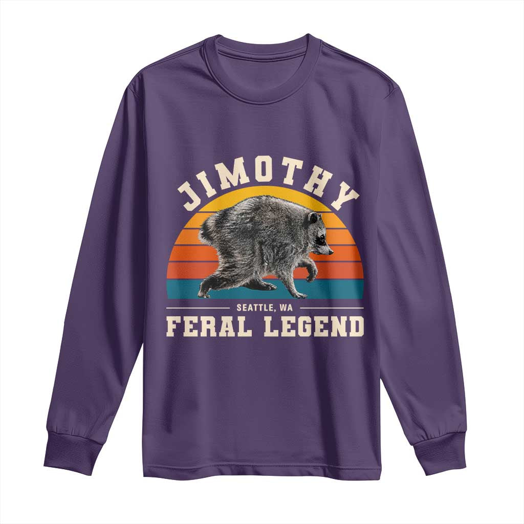 Jimothy from Seattle WA Feral Legend Raccoon Long Sleeve Shirt Viral Trash Panda Vintage Sunset Arch Graphic TS02 Purple Print Your Wear