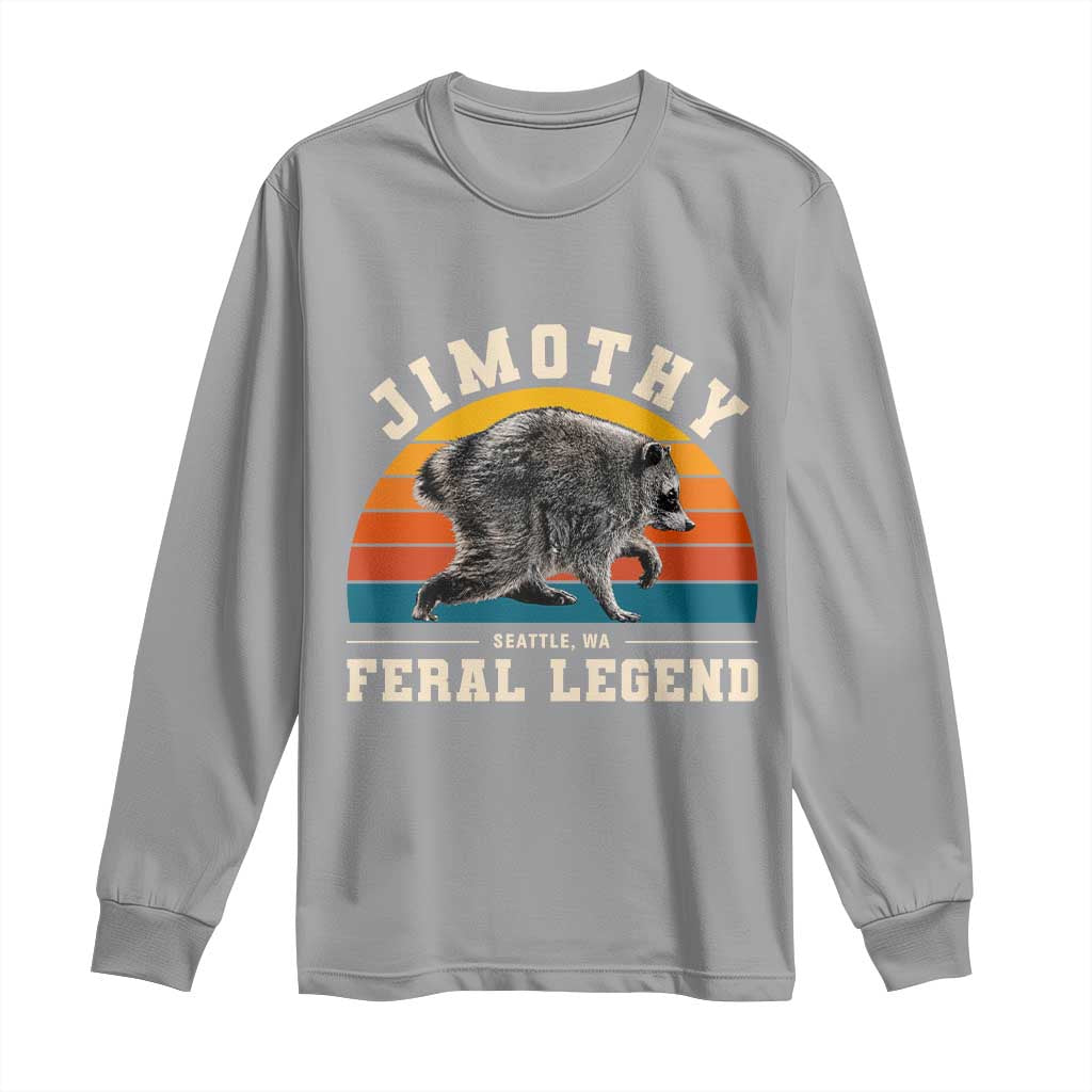 Jimothy from Seattle WA Feral Legend Raccoon Long Sleeve Shirt Viral Trash Panda Vintage Sunset Arch Graphic TS02 Sport Gray Print Your Wear