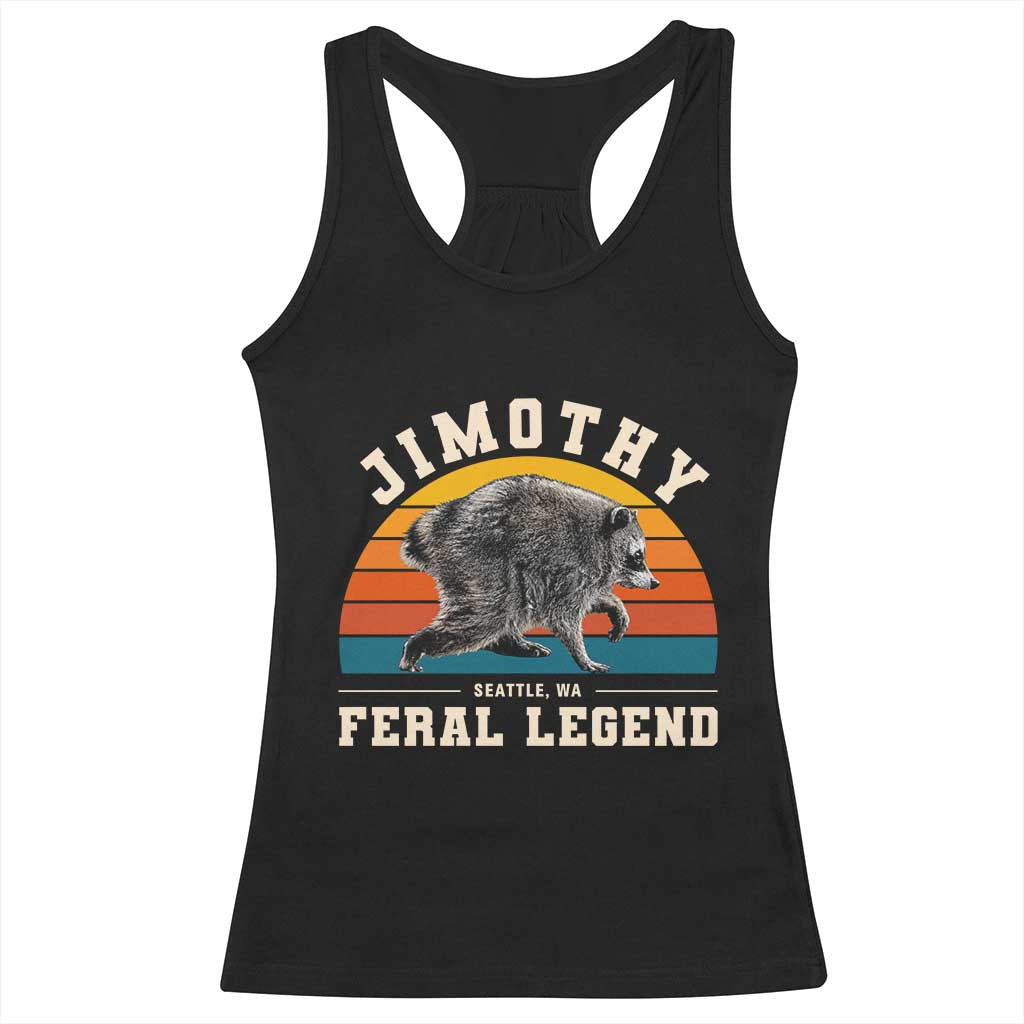 Jimothy from Seattle WA Feral Legend Raccoon Racerback Tank Top Viral Trash Panda Vintage Sunset Arch Graphic TS02 Black Print Your Wear