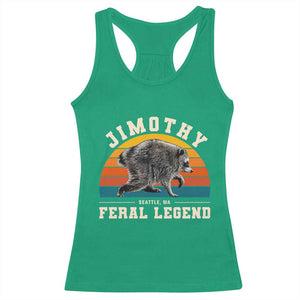 Jimothy from Seattle WA Feral Legend Raccoon Racerback Tank Top Viral Trash Panda Vintage Sunset Arch Graphic
