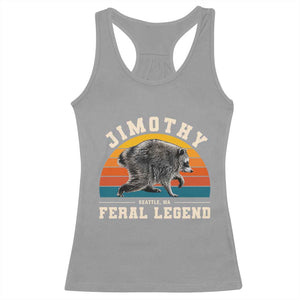Jimothy from Seattle WA Feral Legend Raccoon Racerback Tank Top Viral Trash Panda Vintage Sunset Arch Graphic