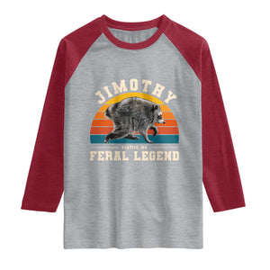 Jimothy from Seattle WA Feral Legend Raccoon Raglan Shirt Viral Trash Panda Vintage Sunset Arch Graphic