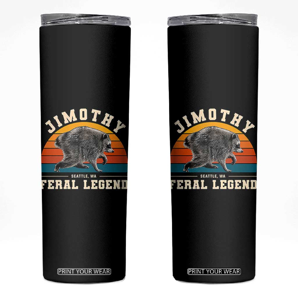 Jimothy from Seattle WA Feral Legend Raccoon Skinny Tumbler Viral Trash Panda Vintage Sunset Arch Graphic TS02 Black Print Your Wear