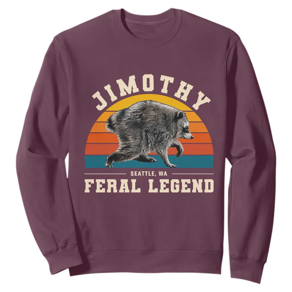 Jimothy from Seattle WA Feral Legend Raccoon Sweatshirt Viral Trash Panda Vintage Sunset Arch Graphic TS02 Maroon Print Your Wear