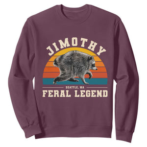 Jimothy from Seattle WA Feral Legend Raccoon Sweatshirt Viral Trash Panda Vintage Sunset Arch Graphic TS02 Maroon Print Your Wear