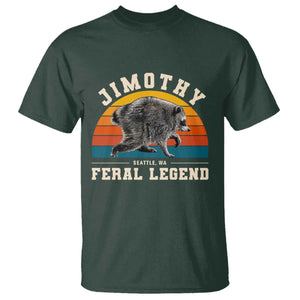 Jimothy from Seattle WA Feral Legend Raccoon T Shirt Viral Trash Panda Vintage Sunset Arch Graphic TS02 Dark Forest Green Print Your Wear
