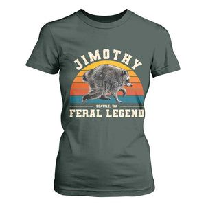 Jimothy from Seattle WA Feral Legend Raccoon T Shirt For Women Viral Trash Panda Vintage Sunset Arch Graphic TS02 Dark Forest Green Print Your Wear
