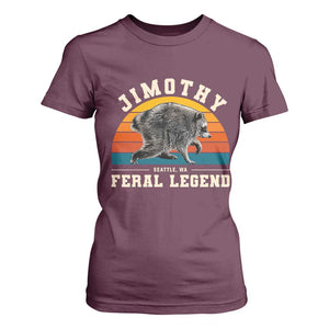 Jimothy from Seattle WA Feral Legend Raccoon T Shirt For Women Viral Trash Panda Vintage Sunset Arch Graphic TS02 Maroon Print Your Wear