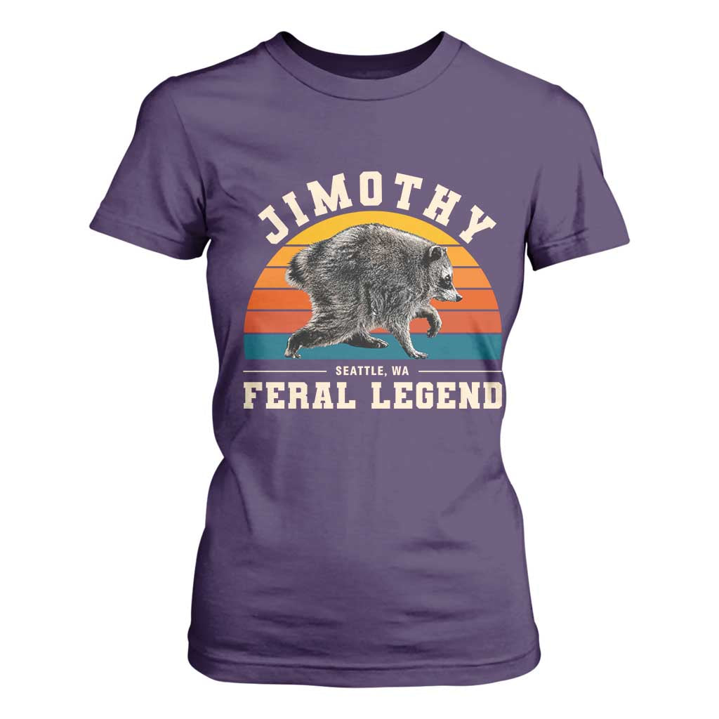 Jimothy from Seattle WA Feral Legend Raccoon T Shirt For Women Viral Trash Panda Vintage Sunset Arch Graphic TS02 Purple Print Your Wear