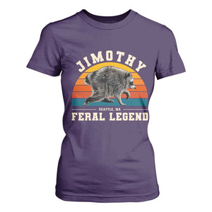 Jimothy from Seattle WA Feral Legend Raccoon T Shirt For Women Viral Trash Panda Vintage Sunset Arch Graphic TS02 Purple Print Your Wear