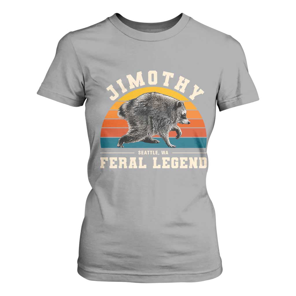 Jimothy from Seattle WA Feral Legend Raccoon T Shirt For Women Viral Trash Panda Vintage Sunset Arch Graphic TS02 Sport Gray Print Your Wear
