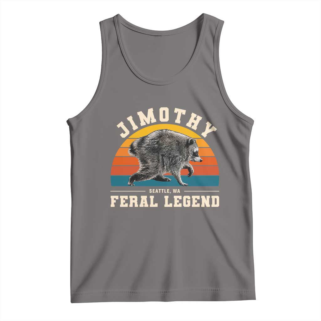 Jimothy from Seattle WA Feral Legend Raccoon Tank Top Viral Trash Panda Vintage Sunset Arch Graphic