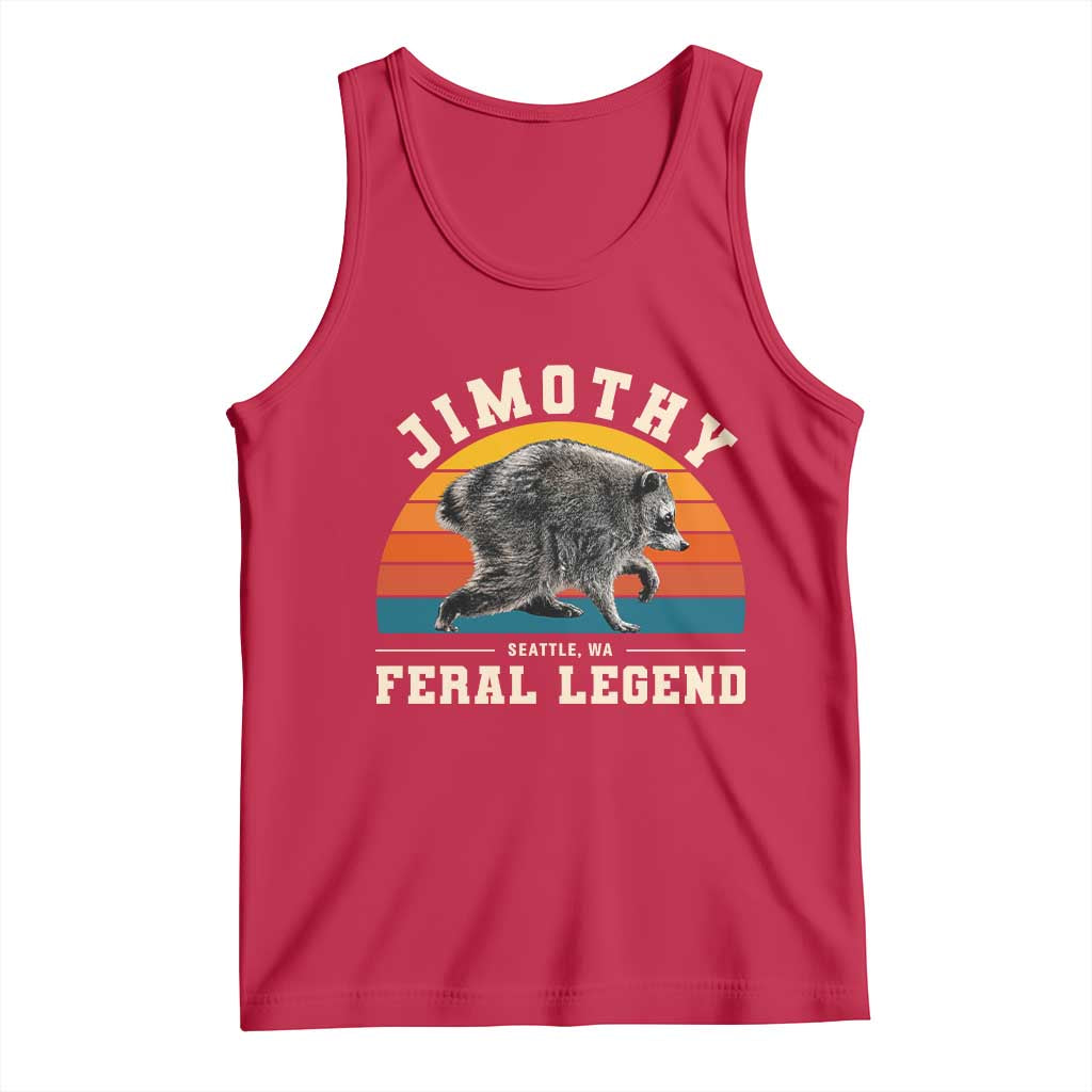Jimothy from Seattle WA Feral Legend Raccoon Tank Top Viral Trash Panda Vintage Sunset Arch Graphic