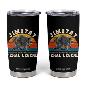 Jimothy from Seattle WA Feral Legend Raccoon Tumbler Cup Viral Trash Panda Vintage Sunset Arch Graphic TS02 Black Print Your Wear