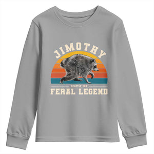 Jimothy from Seattle WA Feral Legend Raccoon Youth Sweatshirt Viral Trash Panda Vintage Sunset Arch Graphic TS02 Sport Gray Print Your Wear