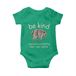 Jimothy the Raccoon Short Spine Inspirational Baby Onesie Be Kind Everyone Is Fighting Their Own Battle Seattle Trash Panda Legend TS02 Irish Green Print Your Wear