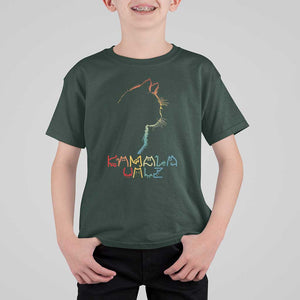 Kamala Walz T Shirt For Kid Funny Cat Lady Silhouette Positive Lettering TS02 Dark Forest Green Print Your Wear