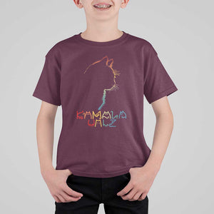 Kamala Walz T Shirt For Kid Funny Cat Lady Silhouette Positive Lettering TS02 Maroon Print Your Wear