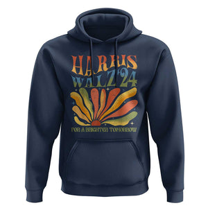 Harris Walz 2024 Hoodie For A Brighter Tomorrow Kamala Tim Retro Groovy TS02 Navy Print Your Wear