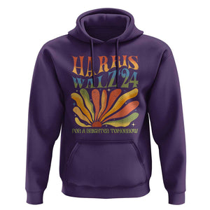 Harris Walz 2024 Hoodie For A Brighter Tomorrow Kamala Tim Retro Groovy TS02 Purple Print Your Wear