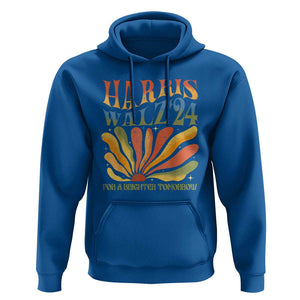 Harris Walz 2024 Hoodie For A Brighter Tomorrow Kamala Tim Retro Groovy TS02 Royal Blue Print Your Wear