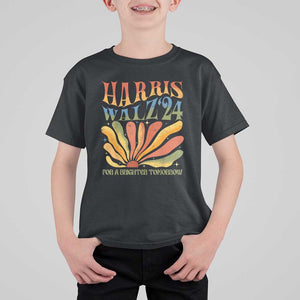 Harris Walz 2024 T Shirt For Kid For A Brighter Tomorrow Kamala Tim Retro Groovy TS02 Black Print Your Wear