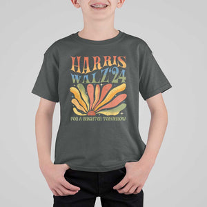 Harris Walz 2024 T Shirt For Kid For A Brighter Tomorrow Kamala Tim Retro Groovy TS02 Dark Heather Print Your Wear