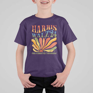 Harris Walz 2024 T Shirt For Kid For A Brighter Tomorrow Kamala Tim Retro Groovy TS02 Purple Print Your Wear