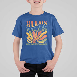 Harris Walz 2024 T Shirt For Kid For A Brighter Tomorrow Kamala Tim Retro Groovy TS02 Royal Blue Print Your Wear