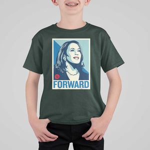 Kamala Harris Forward 2024 T Shirt For Kid Madam President 47th Graphic TS02 Dark Forest Green Print Your Wear