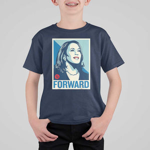 Kamala Harris Forward 2024 T Shirt For Kid Madam President 47th Graphic TS02 Navy Print Your Wear