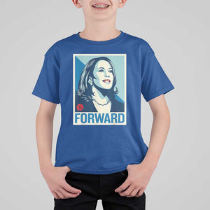 Kamala Harris Forward 2024 T Shirt For Kid Madam President 47th Graphic TS02 Royal Blue Print Your Wear