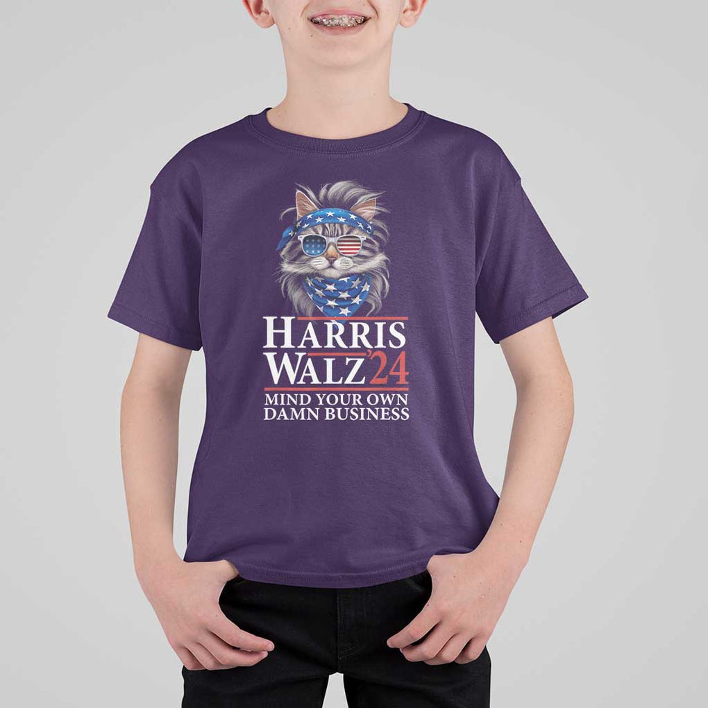 Funny Harris Waltz 24 T Shirt For Kid Mind Your Own Damn Business Cat Lady TS02 Purple Print Your Wear