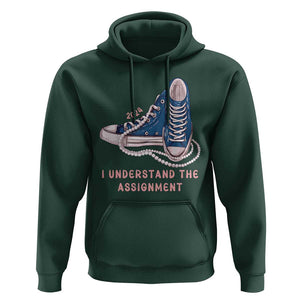 Kamala Harris 2024 Hoodie I Understand The Assignment Vote Blue Chuck And Pearls TS02 Dark Forest Green Print Your Wear