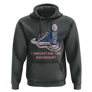 Kamala Harris 2024 Hoodie I Understand The Assignment Vote Blue Chuck And Pearls TS02 Dark Heather Print Your Wear