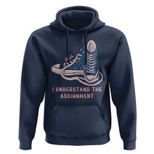 Kamala Harris 2024 Hoodie I Understand The Assignment Vote Blue Chuck And Pearls TS02 Navy Print Your Wear