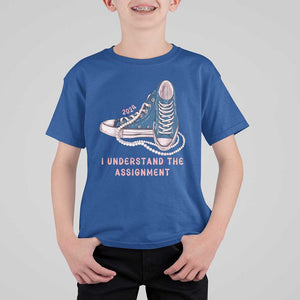 Kamala Harris 2024 T Shirt For Kid I Understand The Assignment Vote Blue Chuck And Pearls TS02 Royal Blue Print Your Wear