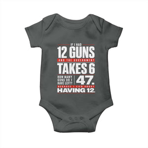 Funny 2A Math Word Problem Pro Gun Rights Baby Onesie 47 Guns Left Because I Lied About Having 12