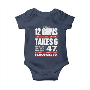 Funny 2A Math Word Problem Pro Gun Rights Baby Onesie 47 Guns Left Because I Lied About Having 12