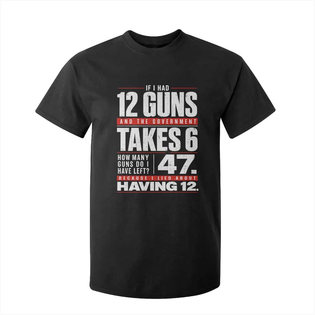 Funny 2A Math Word Problem Pro Gun Rights T Shirt For Kid 47 Guns Left Because I Lied About Having 12