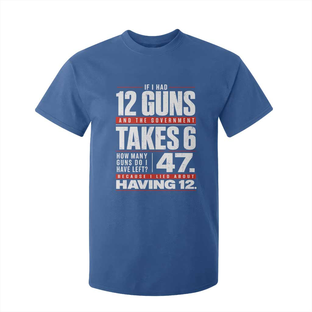 Funny 2A Math Word Problem Pro Gun Rights T Shirt For Kid 47 Guns Left Because I Lied About Having 12