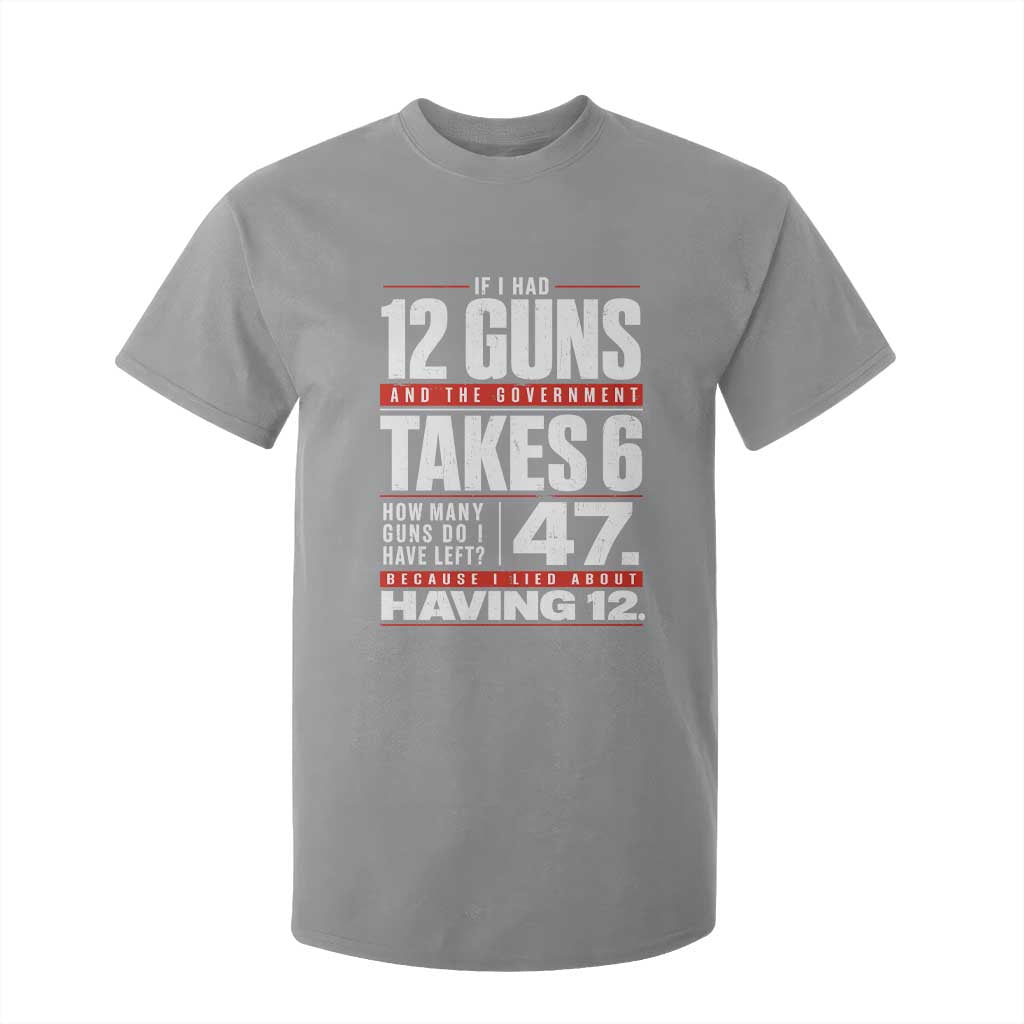 Funny 2A Math Word Problem Pro Gun Rights T Shirt For Kid 47 Guns Left Because I Lied About Having 12