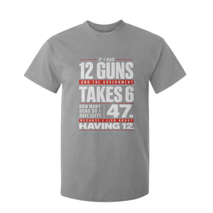 Funny 2A Math Word Problem Pro Gun Rights T Shirt For Kid 47 Guns Left Because I Lied About Having 12