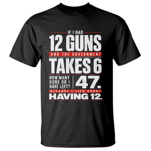 Funny 2A Math Word Problem Pro Gun Rights T Shirt 47 Guns Left Because I Lied About Having 12