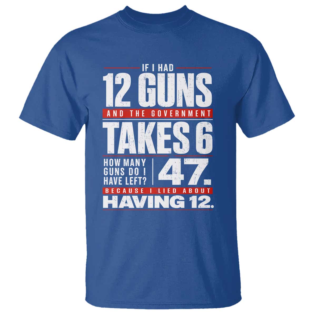 Funny 2A Math Word Problem Pro Gun Rights T Shirt 47 Guns Left Because I Lied About Having 12