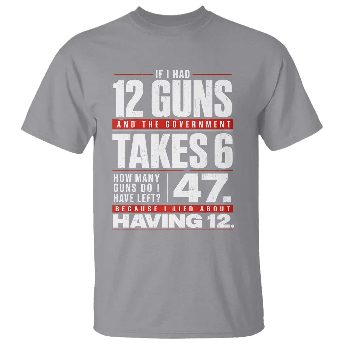Funny 2A Math Word Problem Pro Gun Rights T Shirt 47 Guns Left Because I Lied About Having 12