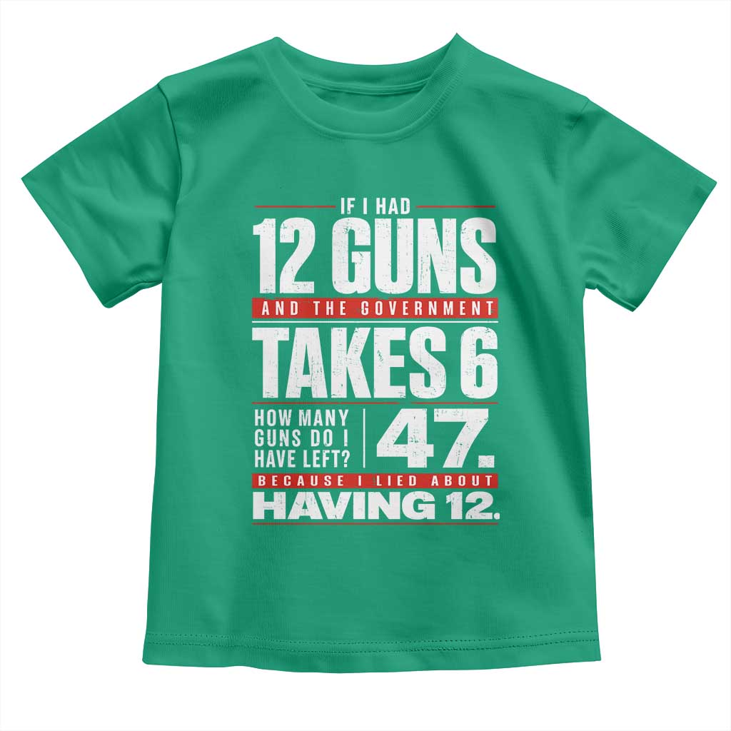 Funny 2A Math Word Problem Pro Gun Rights Toddler T Shirt 47 Guns Left Because I Lied About Having 12