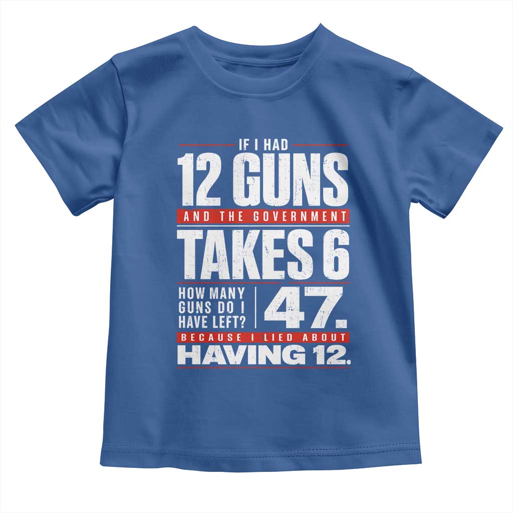 Funny 2A Math Word Problem Pro Gun Rights Toddler T Shirt 47 Guns Left Because I Lied About Having 12
